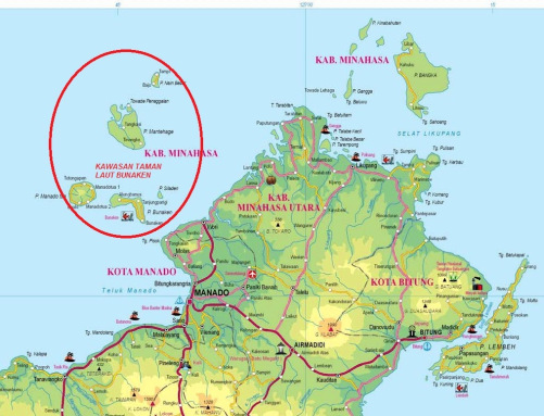 Peta Lokasi Taman Laut Bunaken