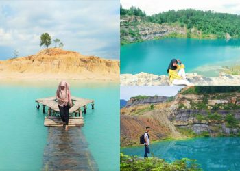 Danau Biru via IG @serly_gusnaini (kiri), @luthfikaarfiana (kanan atas), @a.raziefalz (kanan bawah)