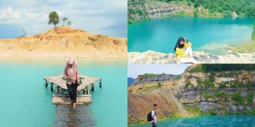 Danau Biru via IG @serly_gusnaini (kiri), @luthfikaarfiana (kanan atas), @a.raziefalz (kanan bawah)