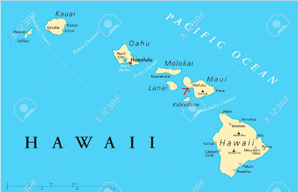 Peta Kepulauan Hawaii via 123rf