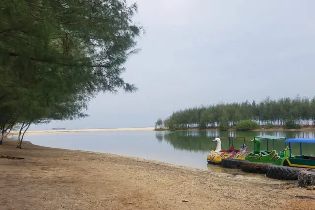 Aktivitas rekreasi menarik tersedia di sekitar pantai remen, salah satunya bermain sepeda air di area laguna via Google Maps @Ayu Andika